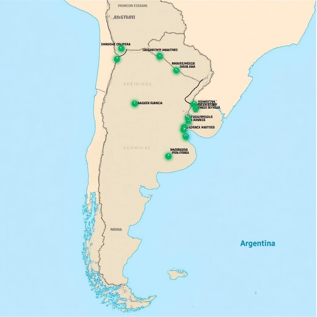 Mapa de Argentina con presencia nacional